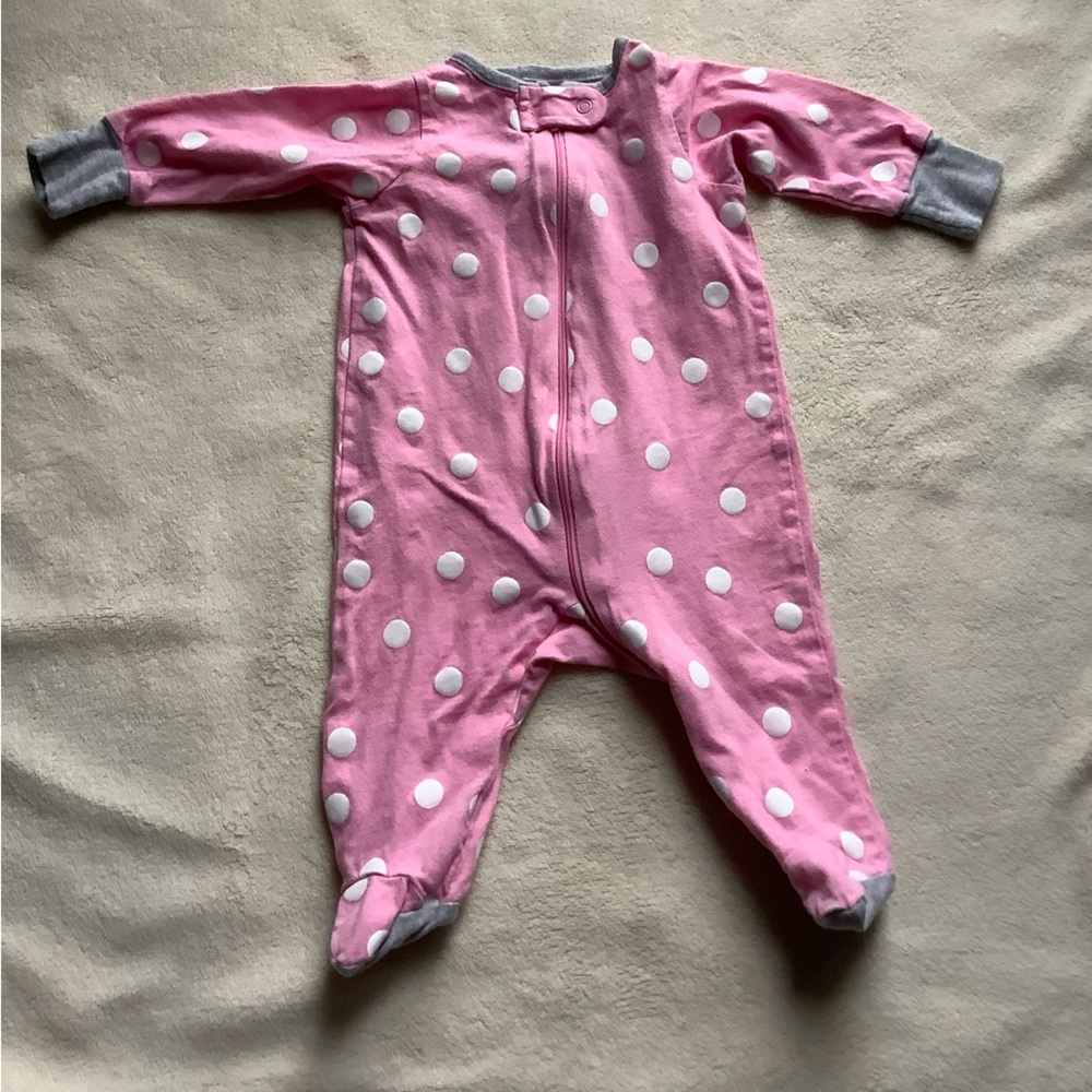 Gerber Pink Footed Sleeper With White Dots Newborn NB
